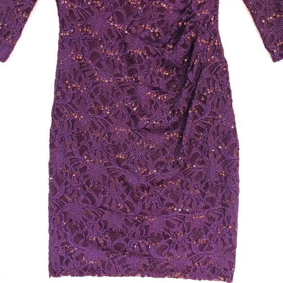 Ralph Lauren Purple Lace Evening Dress with Sequins Size 12 - Picture 4 of 9